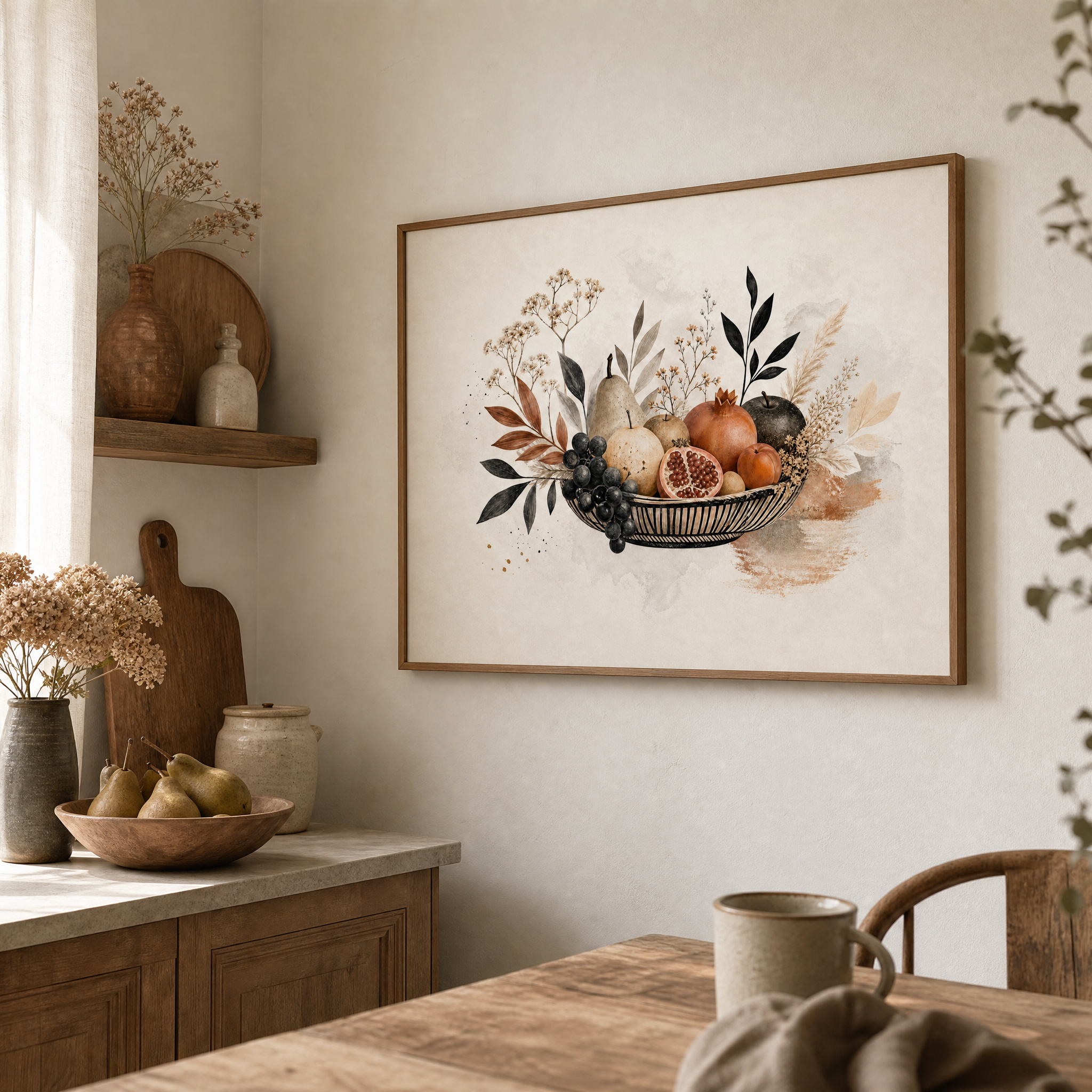 Angled corner view botanical print Etsy mockup