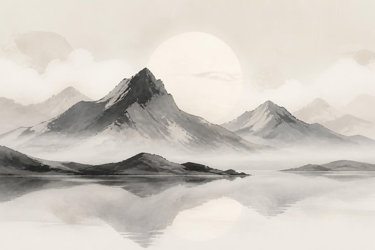 Ink Mountain Landscape printable wall art example