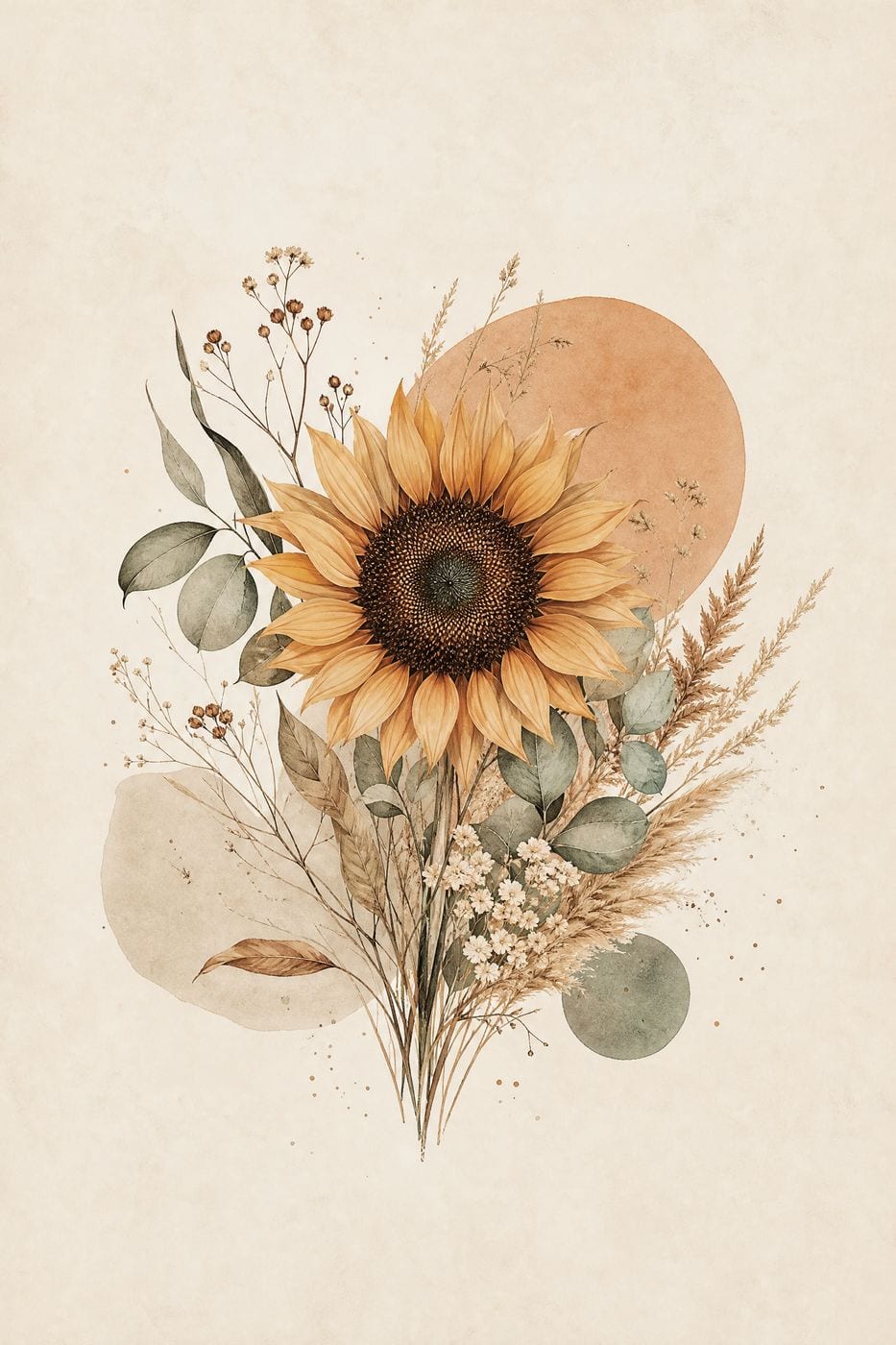 Sunflower Botanical printable wall art example
